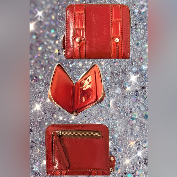 Brighton Red Patent & Croc Embossed Bag Wallet Dust Bag & Orig Box Excel Cond - Picture 10 of 17
